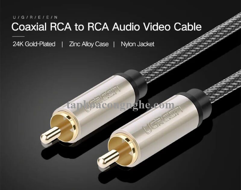 Ugreen 20744 15M màu Xám Cáp âm thanh bông sen Coaxial cao cấp AV133 30020744